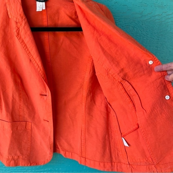 J.CREW LINEN SCHOOLBOY BLAZER LIGHTWEIGHT PATCH POCKETS SIZE 10 ORANGE EUC - Picture 6 of 8